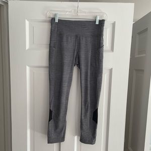 Lululemon Gray with Black Mesh Panels Workout Leggings in Size 4